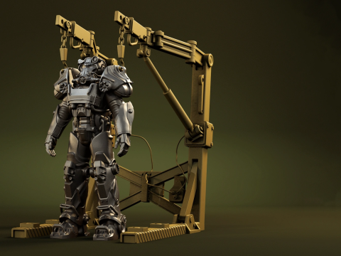 T-60 Power Armor Static Figure 3D Figuries Ready To Print 3D Принт Модель