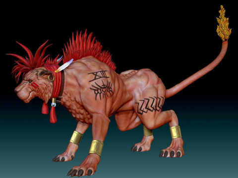 Red Xiii Statue Model Ready To Print 3D प्रिंट मॉडल