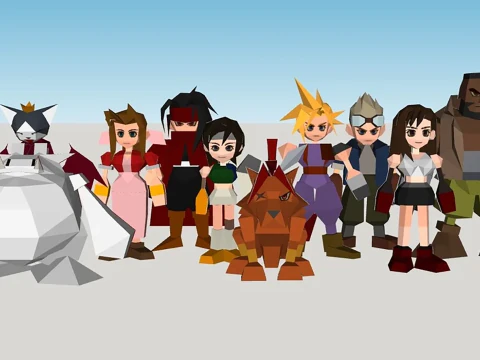 Final Fantasy VII Todos os personagens Low Poly prontos para imprimir Modelo de Impressão 3D