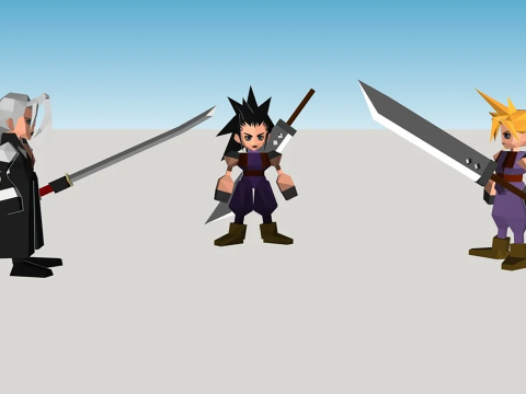 Final Fantasy VII All Charachters Low Poly Ready To Print 3D Baskı Modeli