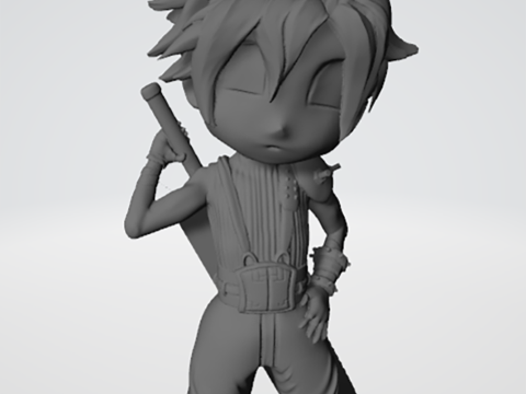 Cloud Strife Chibi Ready To Print 3D Print Model