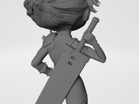Cloud Strife Chibi Ready To Print 3Dプリントモデル