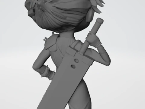 Cloud Strife Chibi Ready To Print 3D Print Model