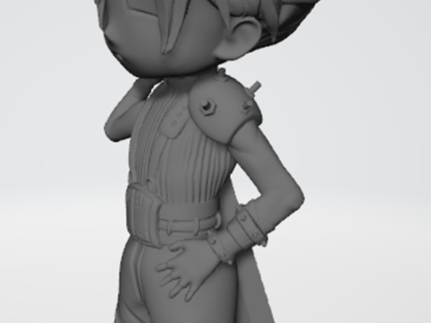 Cloud Strife Chibi Ready To Print 3Dプリントモデル