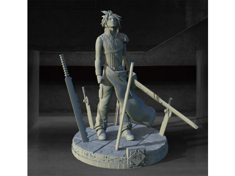 Cloud Strife pronto per la stampa Modello di stampa 3D