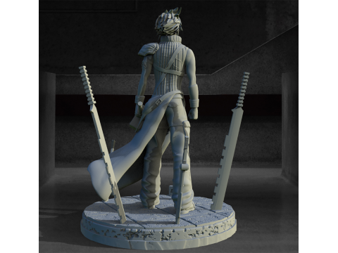 Cloud Strife Ready To Print Model Cetak 3D