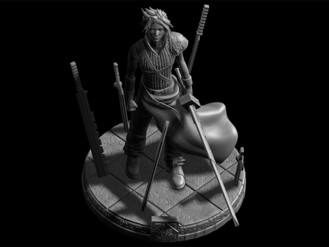Cloud Strife Ready To Print Model Cetak 3D
