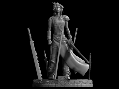 Cloud Strife Ready To Print Model Cetak 3D
