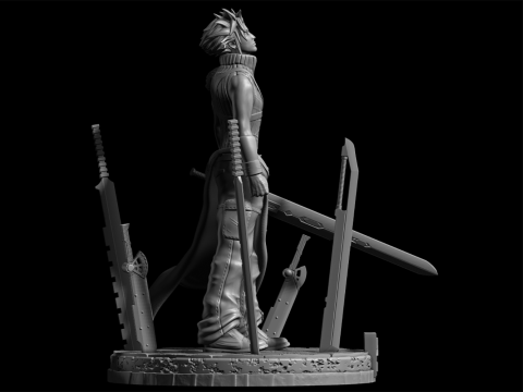 Cloud Strife Ready To Print Model Cetak 3D