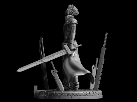 Cloud Strife Ready To Print Model Cetak 3D