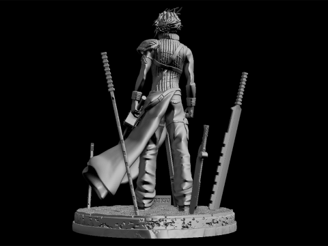 Cloud Strife Ready To Print Model Cetak 3D