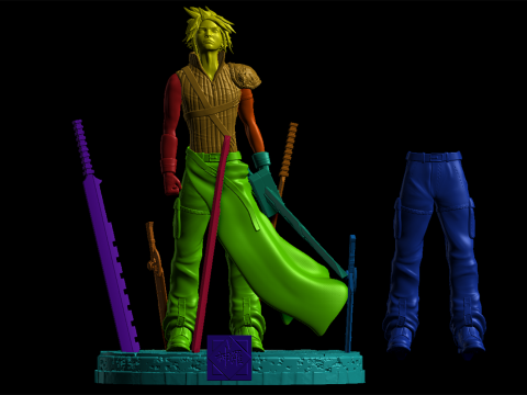 Cloud Strife Ready To Print Model Cetak 3D
