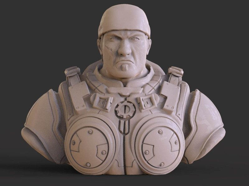 Marcus Fenix Bust Ready To Print 3D Принт Модель .c4d .max .obj .3ds .fbx .stl .blend