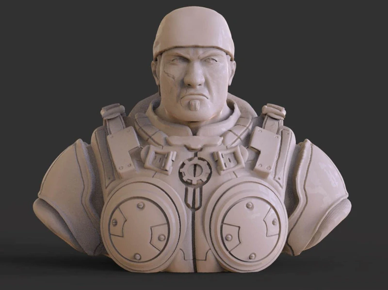 Marcus Fenix Bust 3D Print Model .c4d .max .obj .3ds .fbx .stl .blend