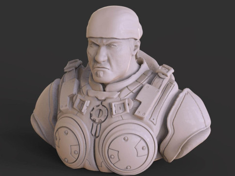 Marcus Fenix Bust Ready To Print 3D Принт Модель