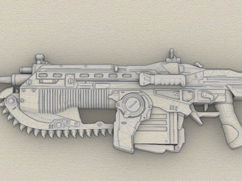 Gears Of War Lancer Chainsaw Ready To Print Model Cetak 3D