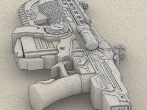 Gears Of War Lancer Chainsaw Ready To Print Model Cetak 3D