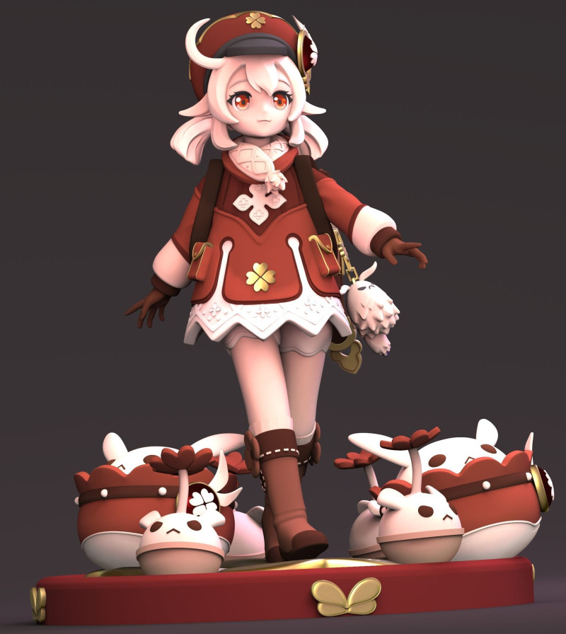 Klee Genshin Impact Ready To Print Model Cetak 3D .c4d .max .obj .3ds .fbx .stl .blend
