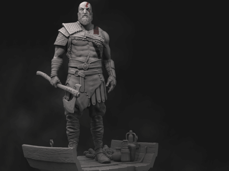Kratos 3D Figuries Ready To Print 3D Print Model .c4d .max .obj .3ds .fbx .stl .blend