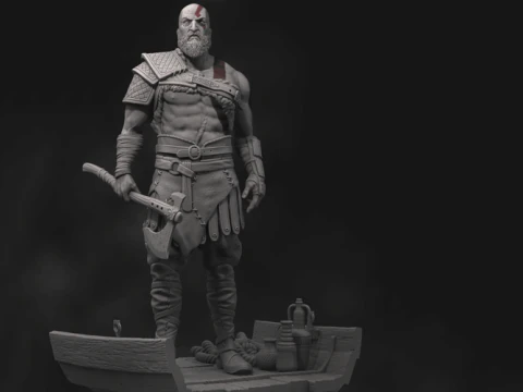 奎托斯 3D 雕像可供打印 3D 打印模型