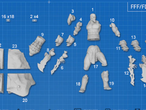 God of War Kratos 3D Figuries Ready To Print 3D Print Model