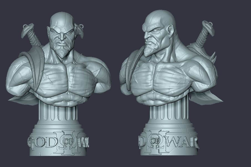 Kratos Bust - Arstation Ready To Print 3D-Druckmodell .c4d .max .obj .3ds .fbx .stl .blend