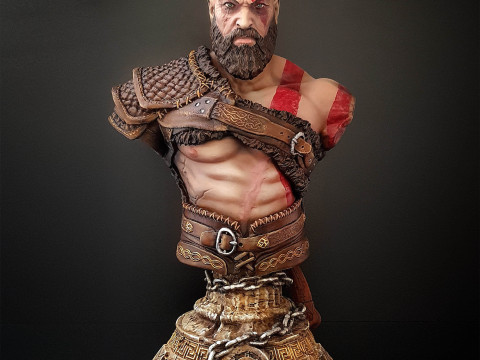 Kratos Bust Ready To Print Model Cetak 3D