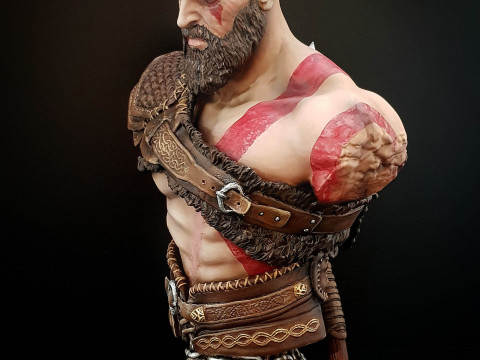 Kratos Bust Ready To Print Model Cetak 3D