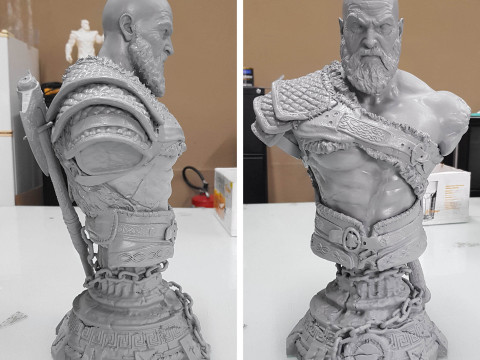 Kratos Bust Ready To Print Model Cetak 3D