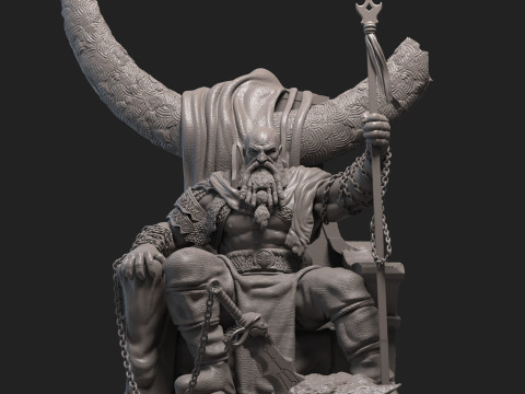 Kratos on Throne 3D Figuries Ready To Print 3D Print Model