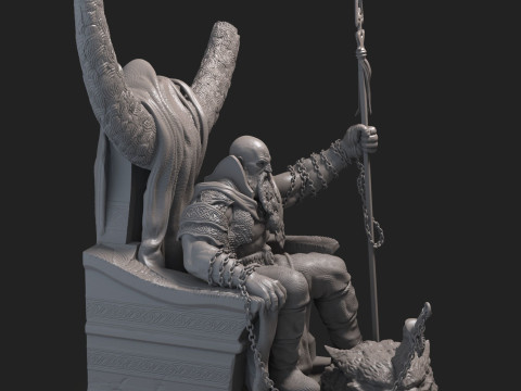 Kratos on Throne 3D Figuries Ready To Print Modèles 3D en vedette
