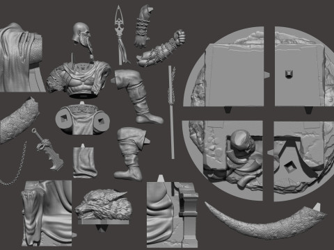 Kratos on Throne 3D Figuries Ready To Print Modèles 3D en vedette