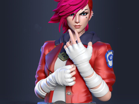 Vi Bust - Arcane Fanart Ready To Print 3D Print Model