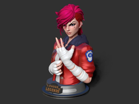 Vi Bust - Arcane Fanart Ready To Print 3D Print Model