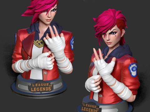 Vi Bust - Arcane Fanart Ready To Print 3D Print Model