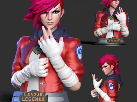 Vi Bust - Arcane Fanart Ready To Print 3D Print Model