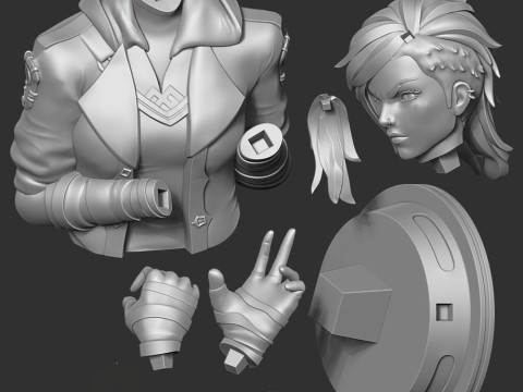 Vi Bust - Arcane Fanart Ready To Print 3D Print Model