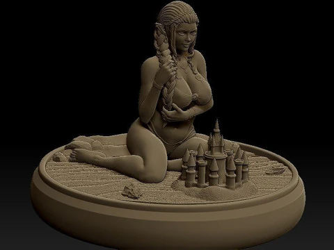Pricess Zelda on the beach Ready To Print 3D Print Model