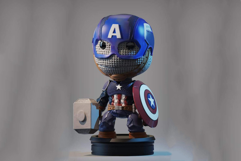Little Big Planet-Captain America Ready To Print Model Cetak 3D .c4d .max .obj .3ds .fbx .stl .blend