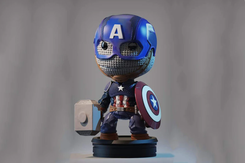 Little Big Planet-Captain America Ready To Print 3D Print Model .c4d .max .obj .3ds .fbx .stl .blend 