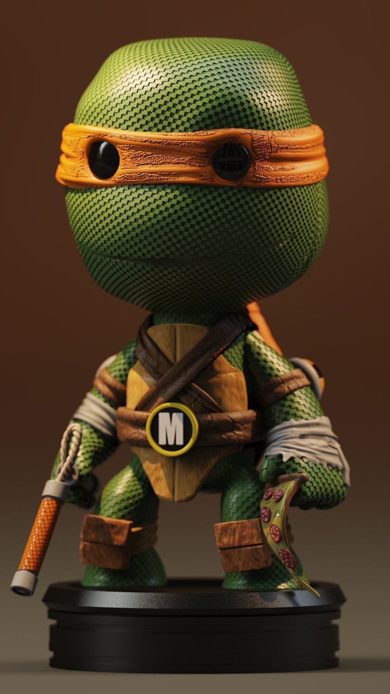 Michelangelo Teenage Mutant Ninja Turtle Ready To Print Model do druku 3D .c4d .max .obj .3ds .fbx .stl .blend