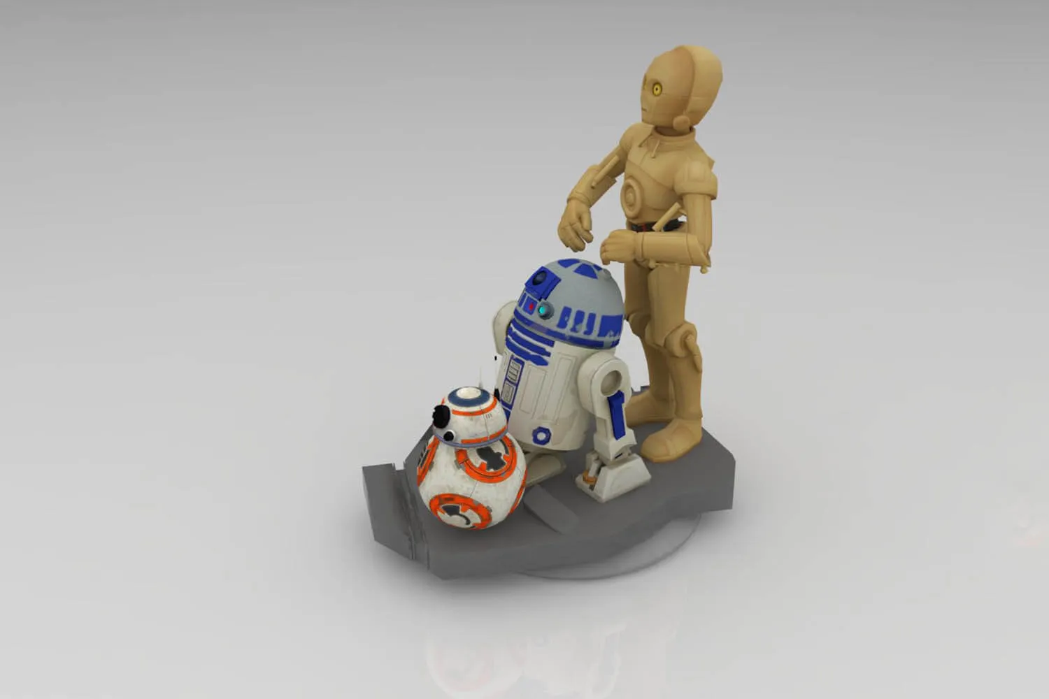 Droids Combo 3D Print Model .c4d .max .obj .3ds .fbx .stl .blend 