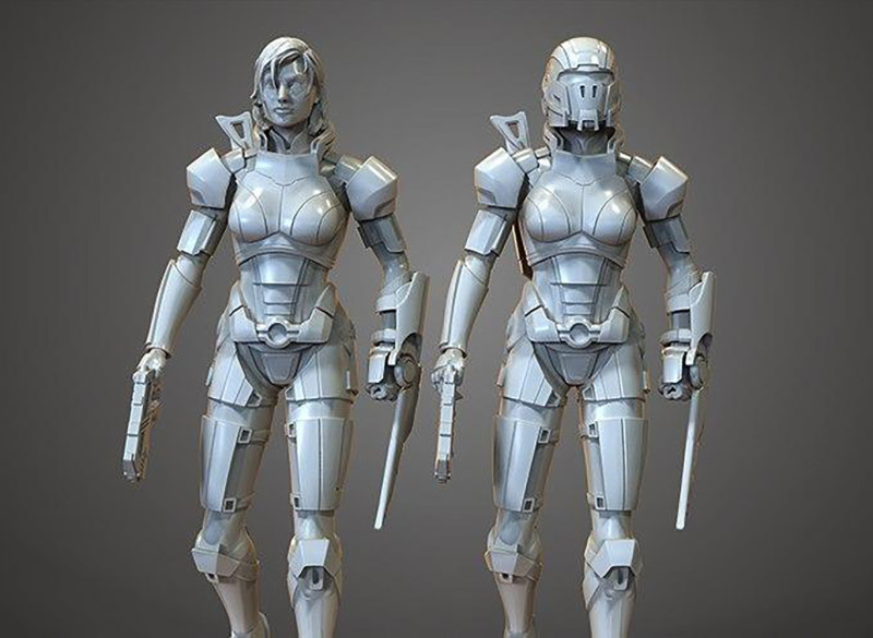 MassEffect Female Shepard Ready To Print Model do druku 3D .c4d .max .obj .3ds .fbx .stl .blend