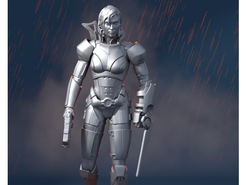 MassEffect Female Shepard Ready To Print Model do druku 3D