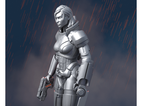 MassEffect Female Shepard Ready To Print Model do druku 3D