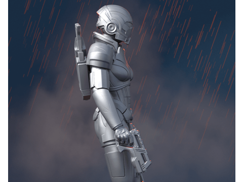 MassEffect Female Shepard Ready To Print Model do druku 3D