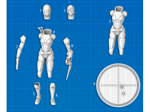 MassEffect Female Shepard Ready To Print Model do druku 3D
