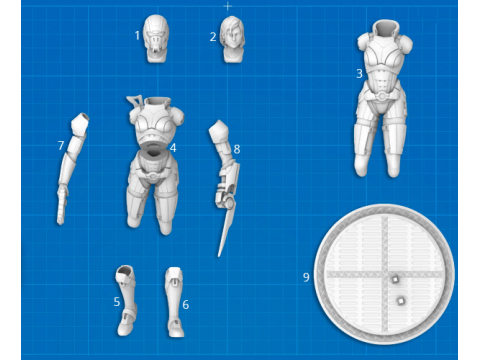 MassEffect Female Shepard Ready To Print Model do druku 3D