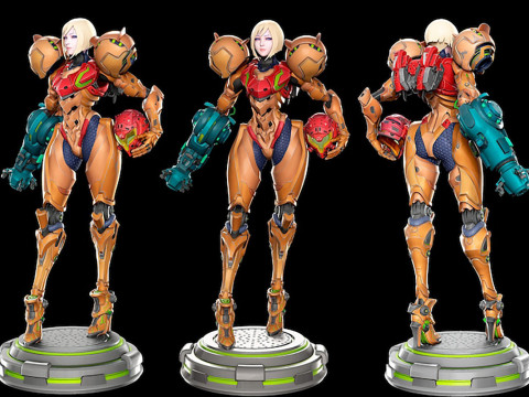Samus Aran V1 Ready To Print Model Cetak 3D