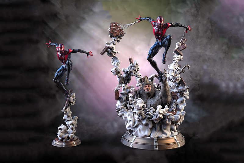 Miles Morales Spider Man Ready To Print 3D Druckmodell .c4d .max .obj .3ds .fbx .stl .blend